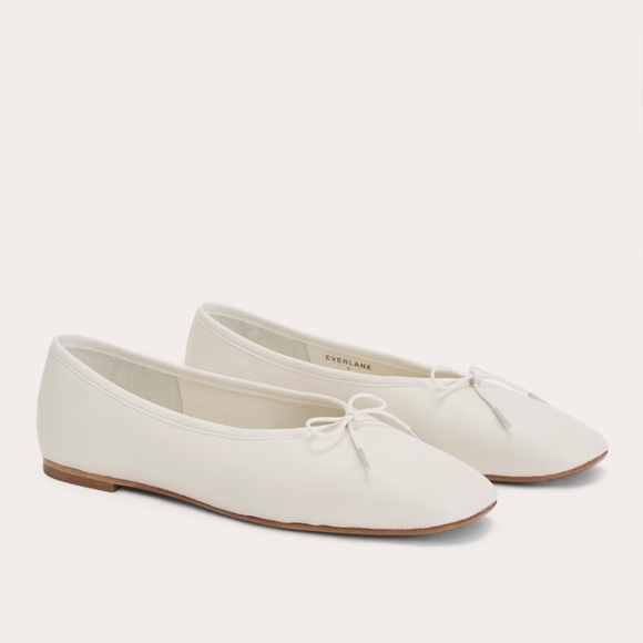 Everlane The Day Ballet Flats White Leather Womens